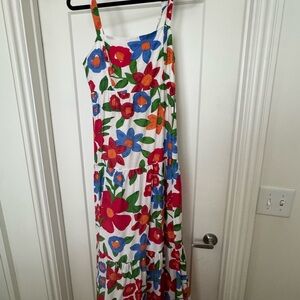 Skies are Blue: Floral Maxi Dress with Red and Blue Flowers